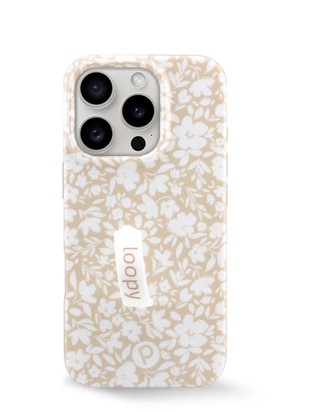 Beige Blossoms Loopy Case for iPhone 14 Pro
